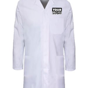 custom branded labcoat mock up from t-shirt printing company dirtyhandesigns