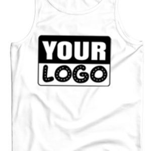 White mock up image of a custom printed tank top for small businesses in jamaica