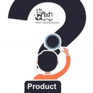 Question mark with dirt hand designs logo indicating that uncommon items can be sources fro custom printing